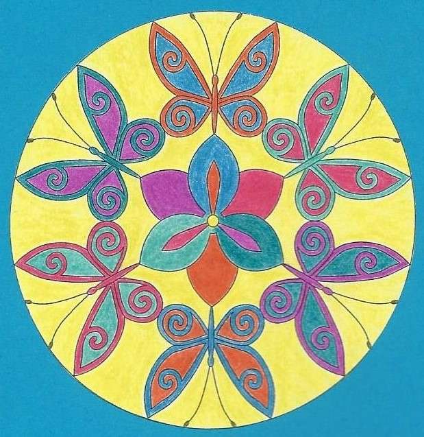 Mandala Sześć motyli puzzle online