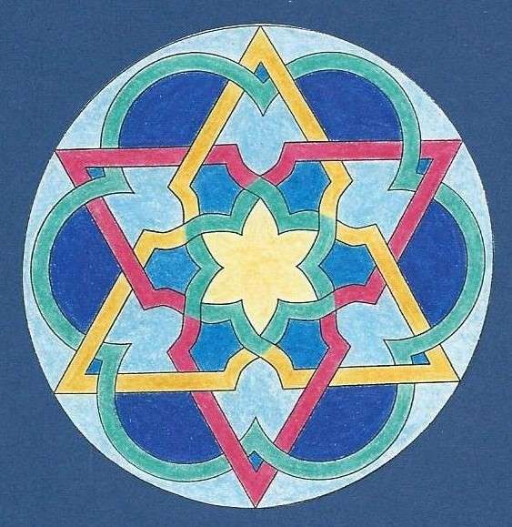 Mandala kolorowa gwiazda puzzle online