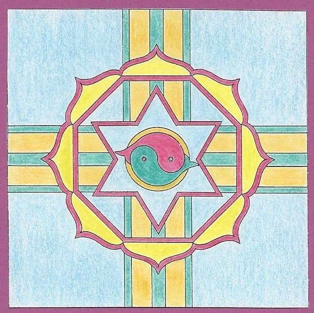 Mandala cztery symbole puzzle online
