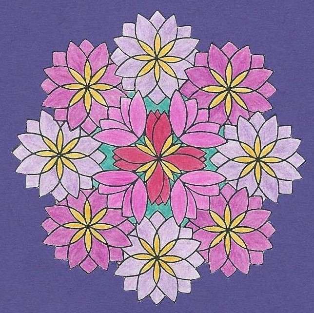 Mandala fioletowe kwiaty puzzle online