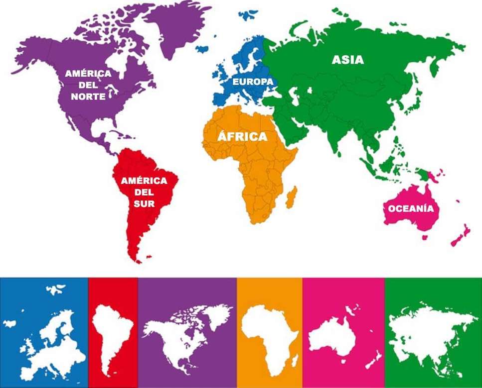 Mapa kontynentów puzzle online