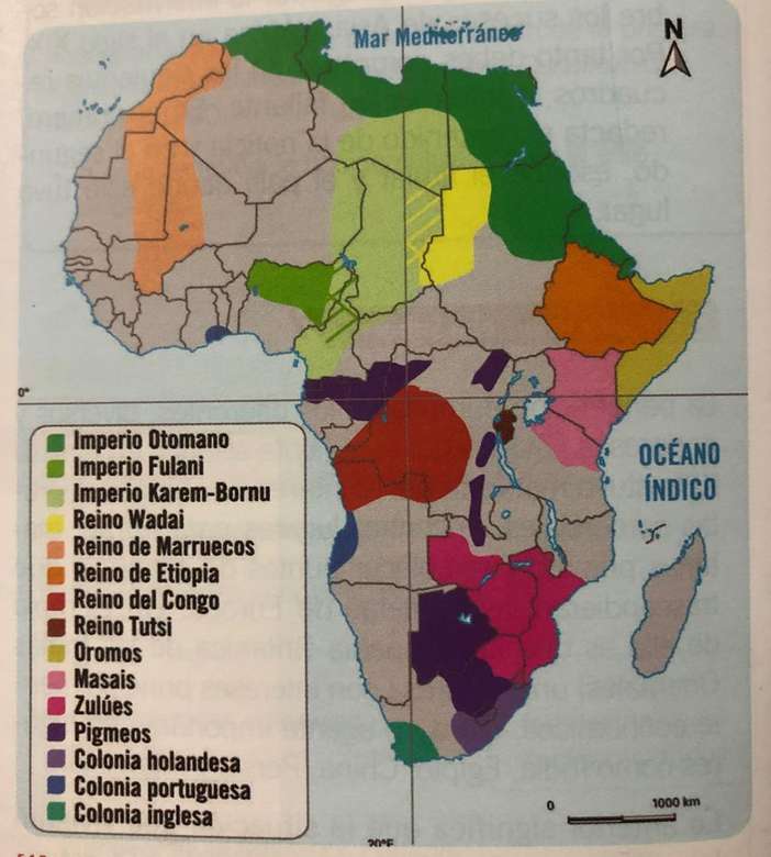Mapa Afryki na początku 19 puzzle online
