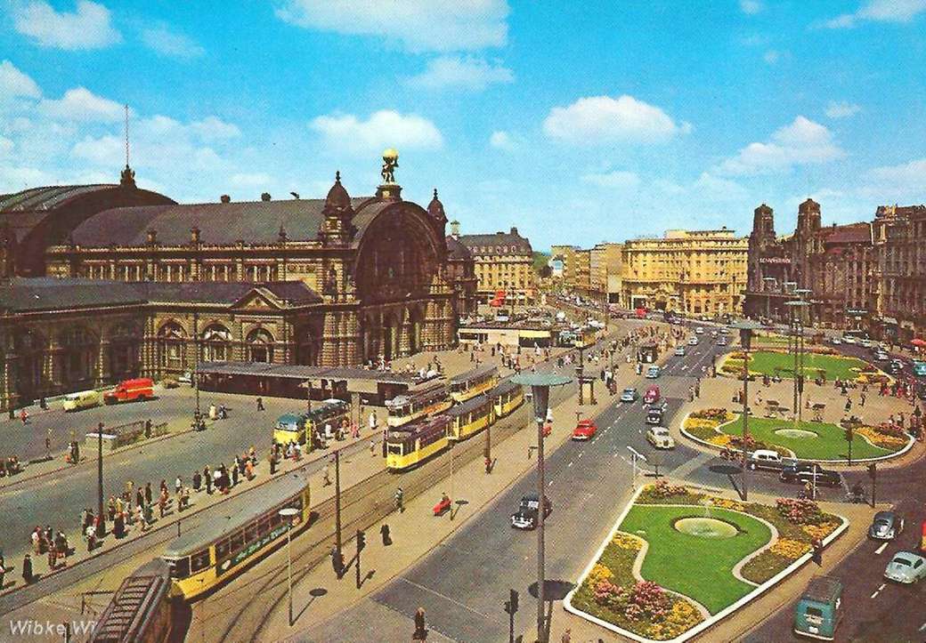 Principal estação ferroviária de Frankfurt am Main na década de 1950 quebra-cabeça
