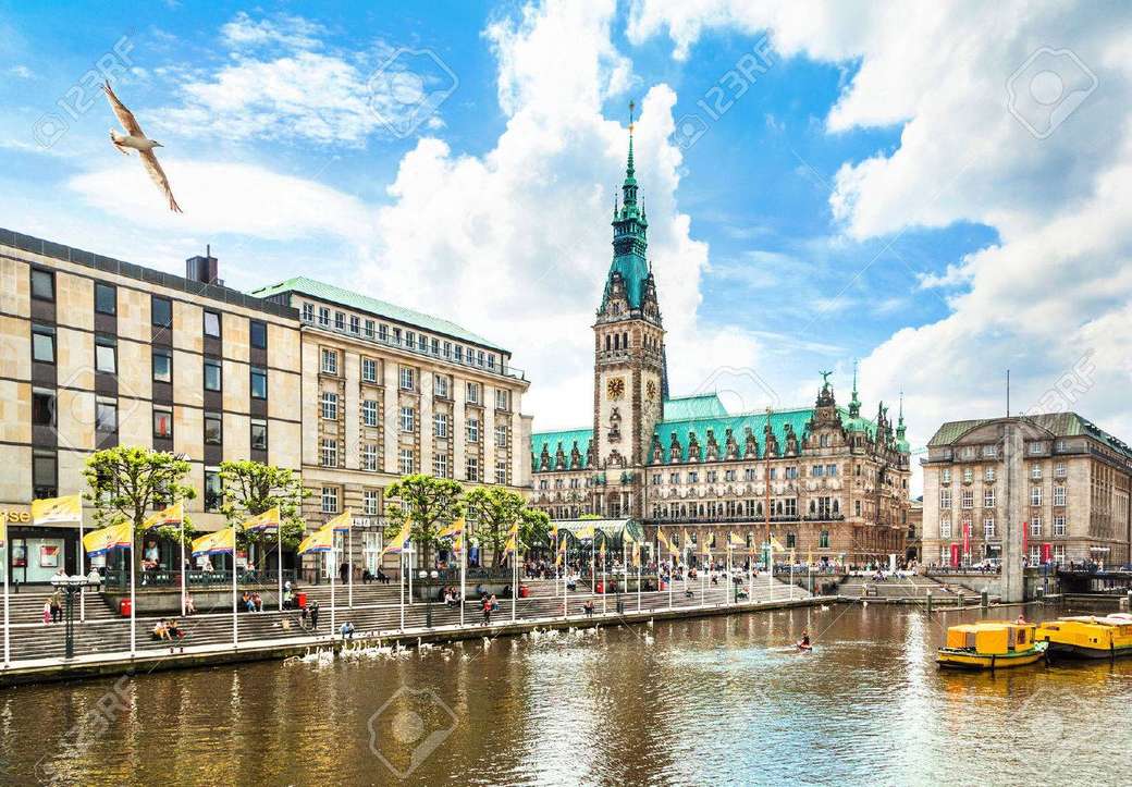 Hamburg z widokiem na ratusz puzzle online