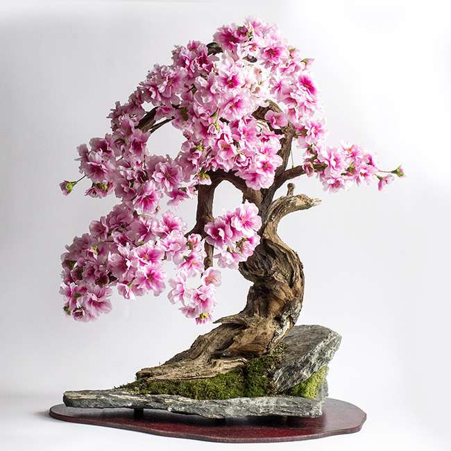 bonsai w kwiatach - sztuczne drzewko puzzle online