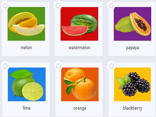 melon arbuz papaja limonka pomarańcza jeżyna puzzle online