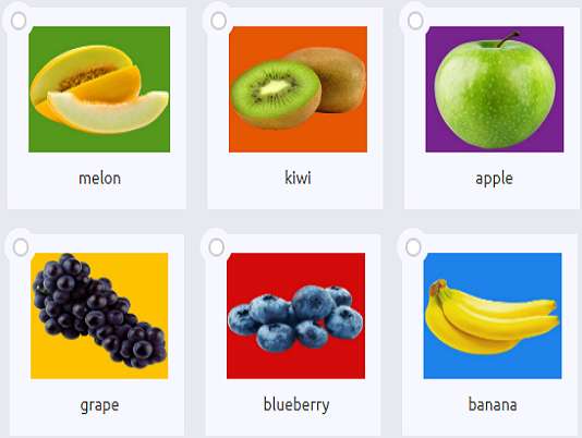 melon kiwi jabłko winogrono jagoda banan puzzle online