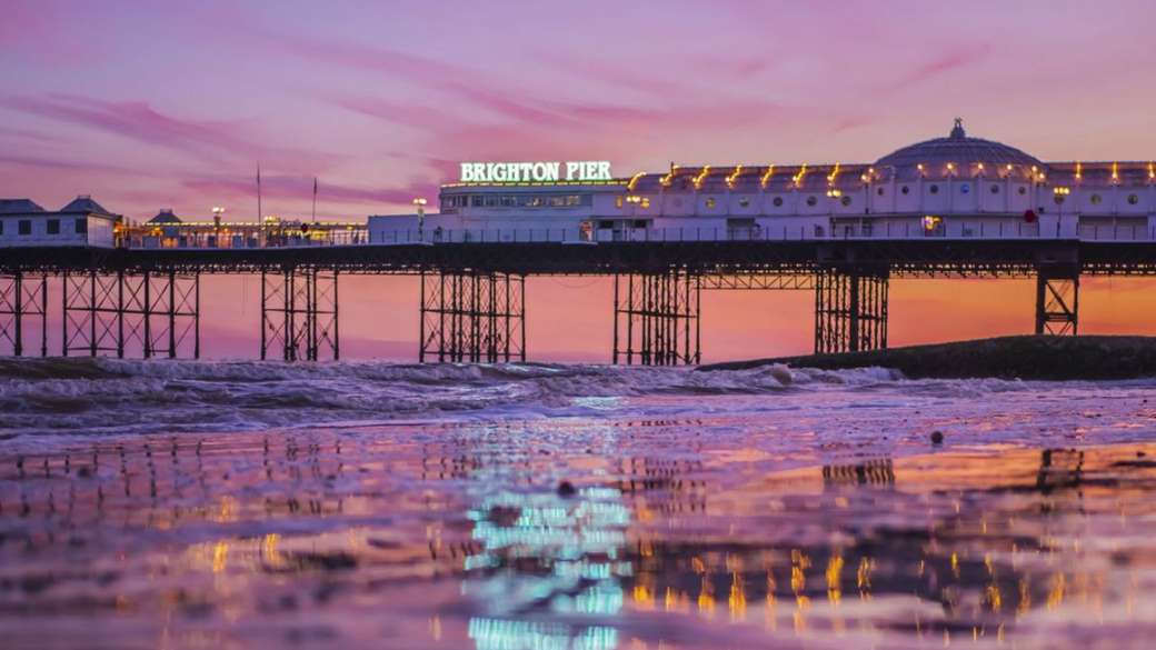 Nastrój wieczór w Brighton na plaży GB puzzle online