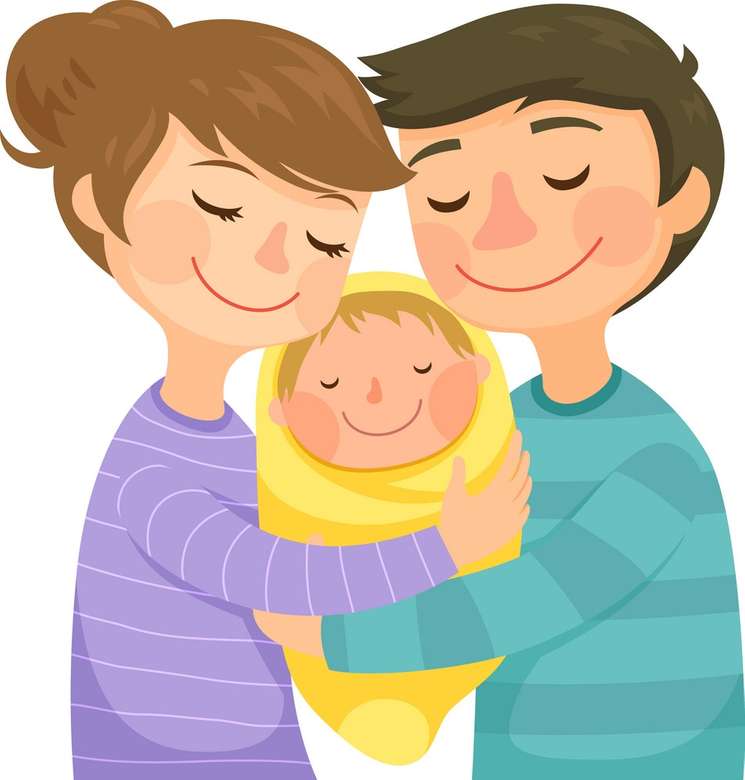 Mama, tata przytulający dziecko puzzle online