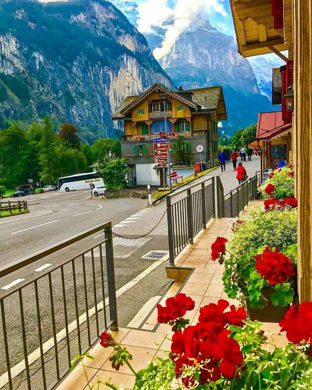 Austria- widok z balkonu na góry puzzle online
