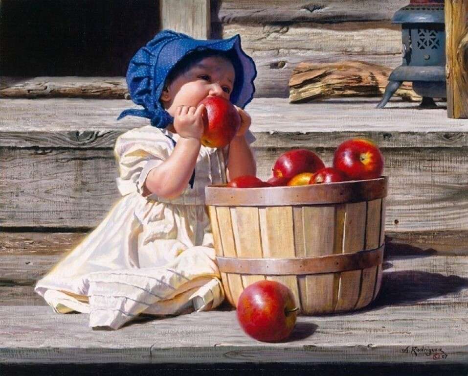 ღ ೋ Dziewczynka jedząca jabłko ೋ ღ puzzle online