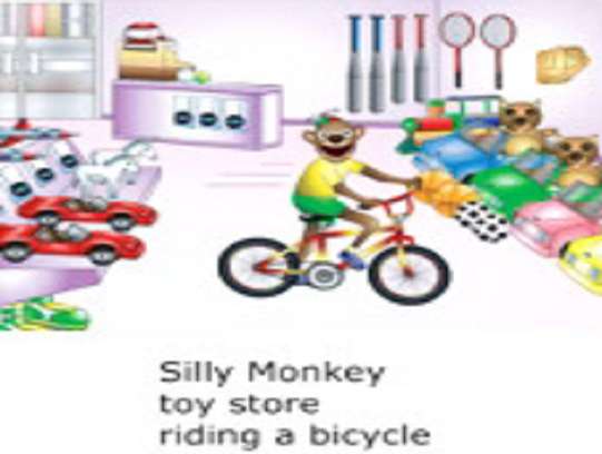 głupi sklep z zabawkami małpki jeżdżący na rowerze puzzle online