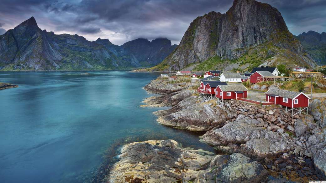 Osada na Lofotach w Norwegii puzzle online