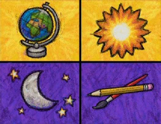 g oznacza pędzel i ołówek z księżycem słonecznym puzzle online