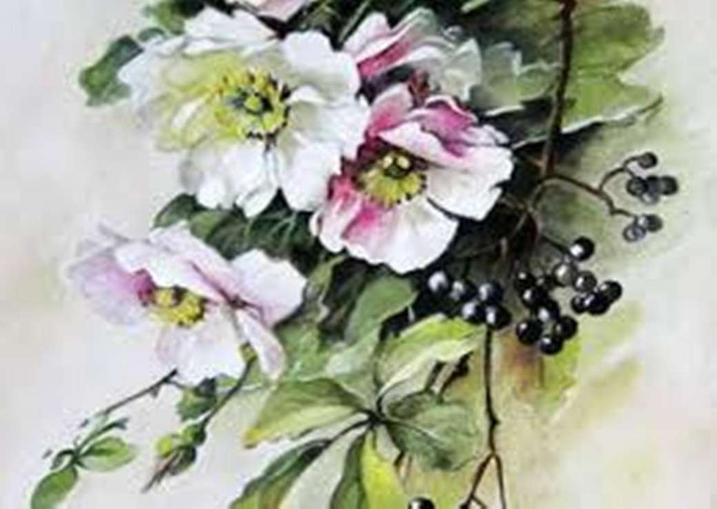 malowane kwiaty puzzle online