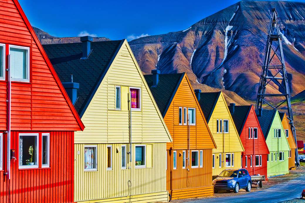 kolorowe domy drewniane w norwegii puzzle online