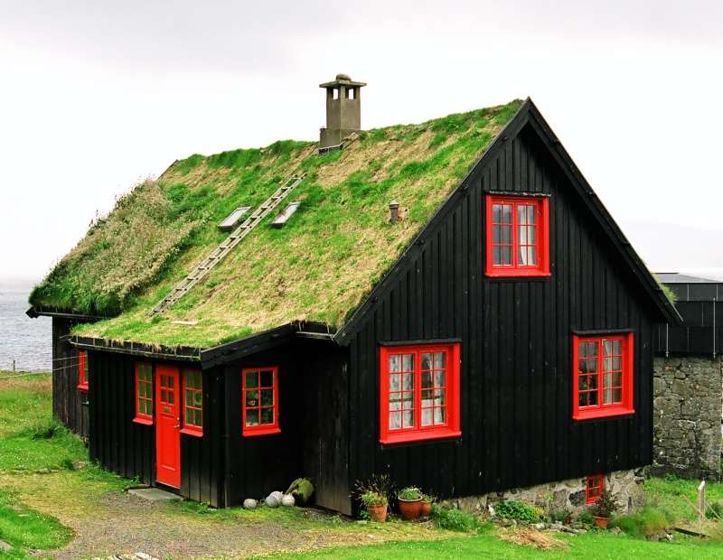 norwegia- dom pokryty trawą puzzle online
