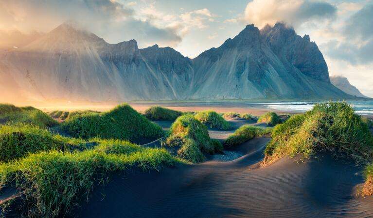 Islandia na wschodzie fiordy i plaża puzzle online