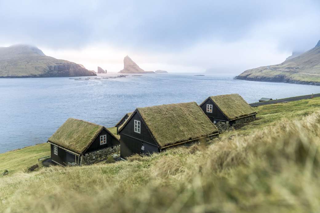 Domy na wybrzeżu na Wyspach Owczych puzzle online
