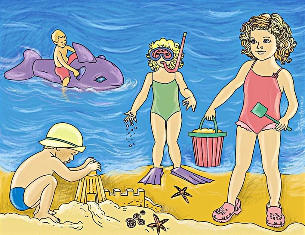 dzieci bawiące sie na plaży puzzle online