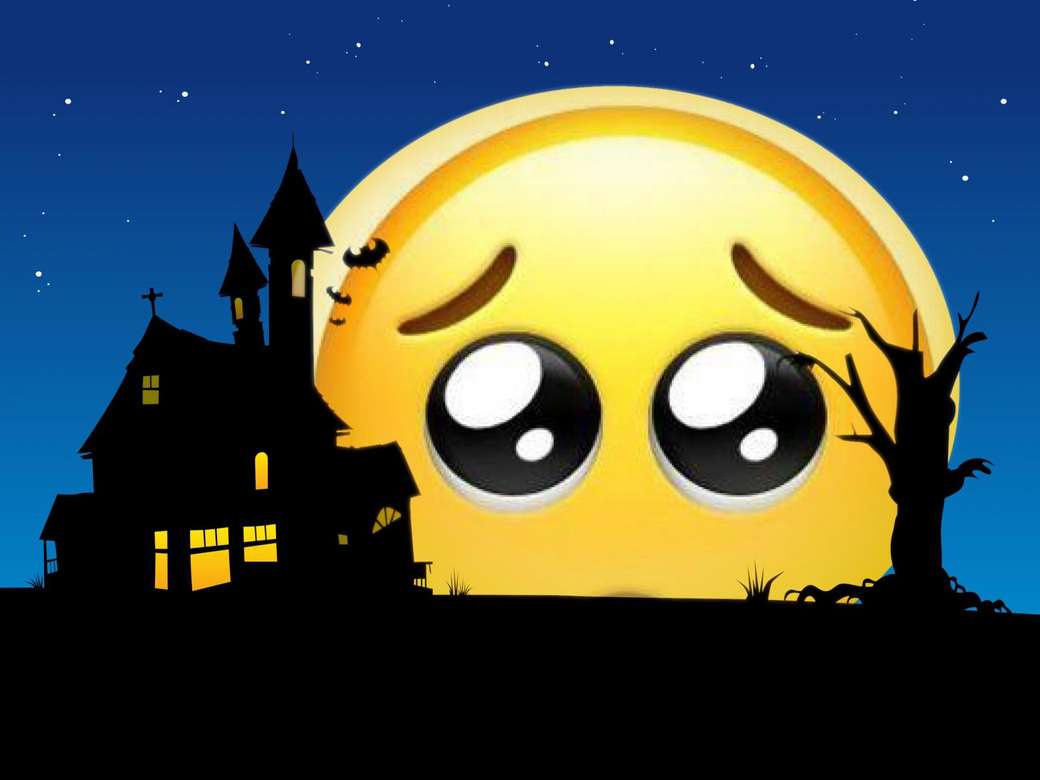 Nieśmiały emoji na księżycu puzzle online