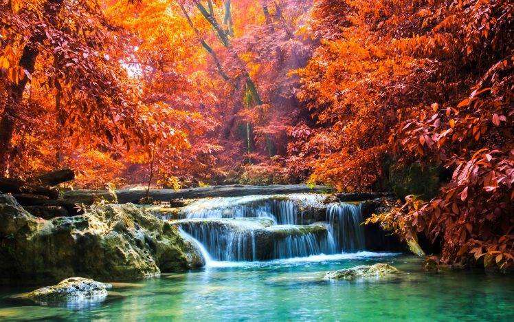 Jesienny krajobraz z wodospadem puzzle online