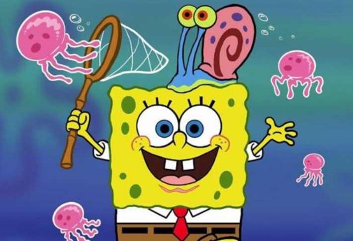 SpongeBob i Gary polujący na meduzy puzzle online