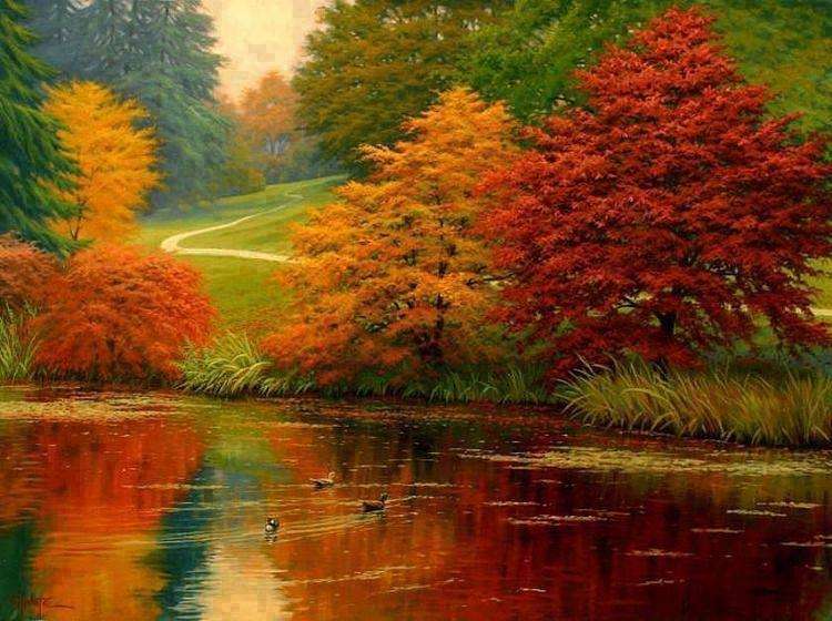 Kolorowy krajobraz jesień puzzle online
