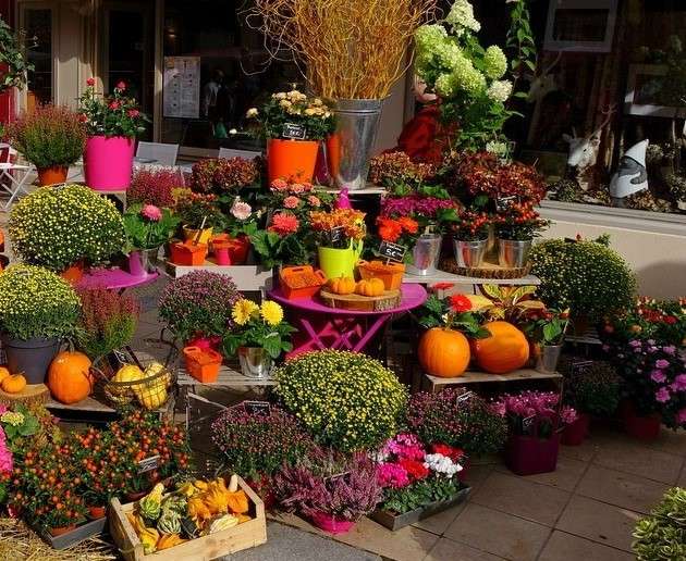 Kwiaciarnia z jesiennymi dekoracjami puzzle online