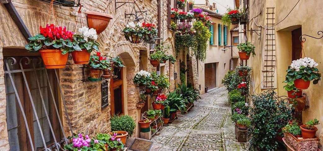 イタリア、ウンブリア州の花の街スペッロ パズル