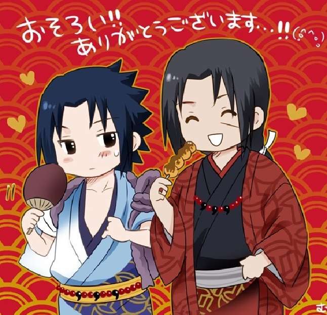 Itachi i Sasuke w kimonie puzzle online