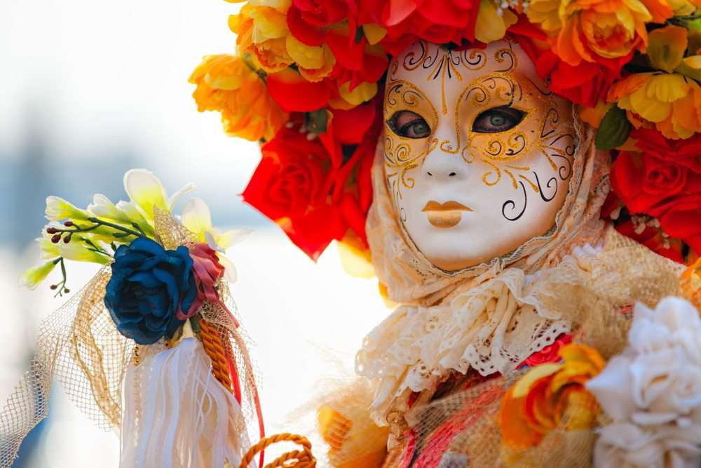 Máscaras e fantasias venezianas Carnaval de Veneza quebra-cabeça