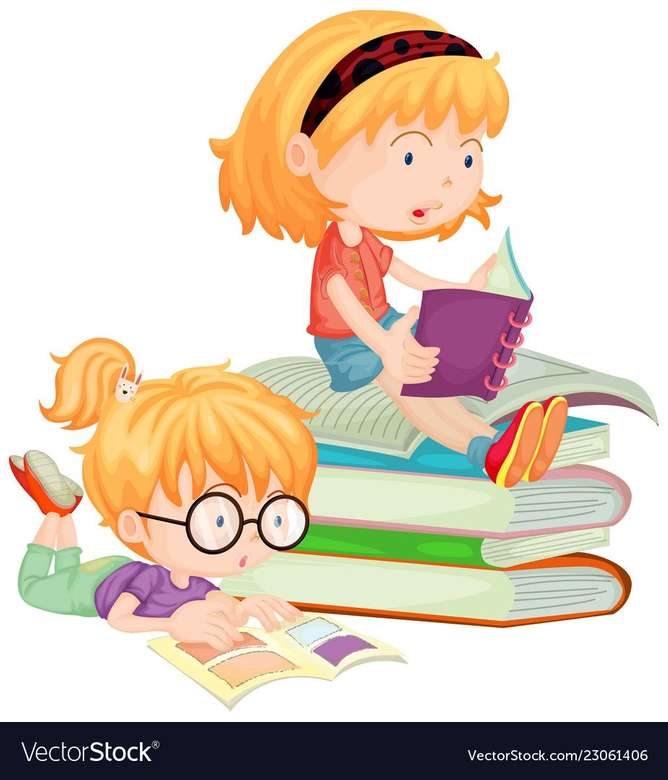 Studenci studiujący książki, dziewczęta i chłopcy puzzle online