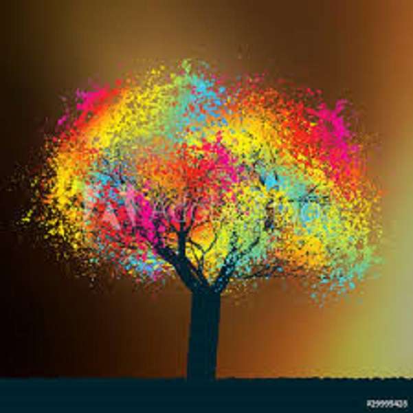 Kolorowe  drzewo . puzzle online
