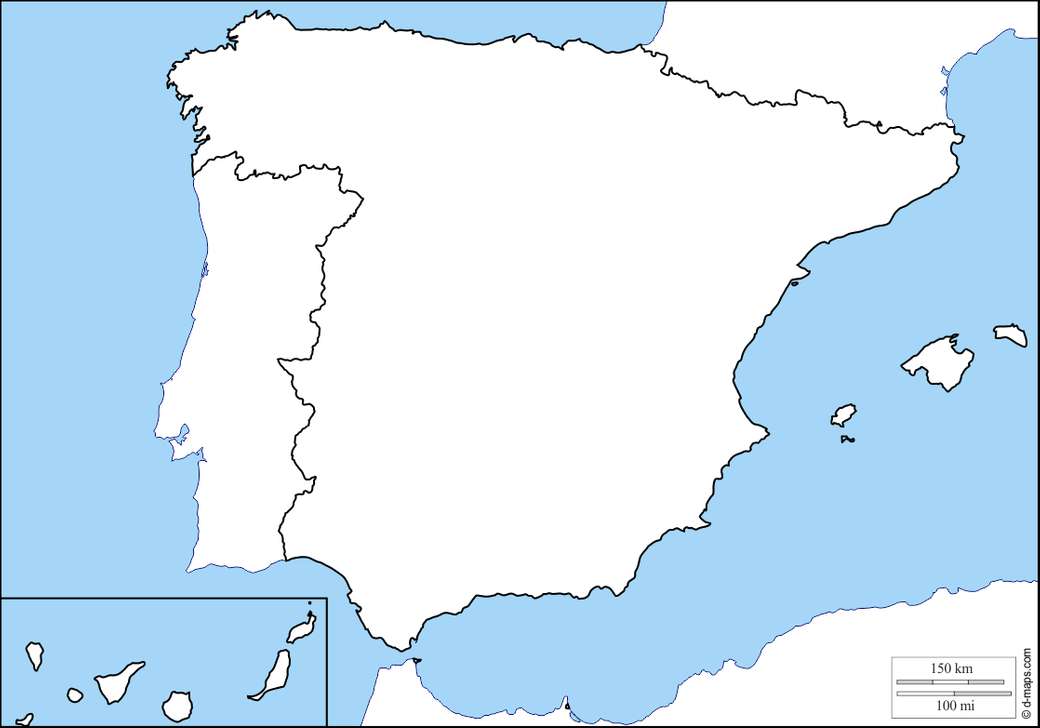 Pusta mapa Hiszpanii puzzle online