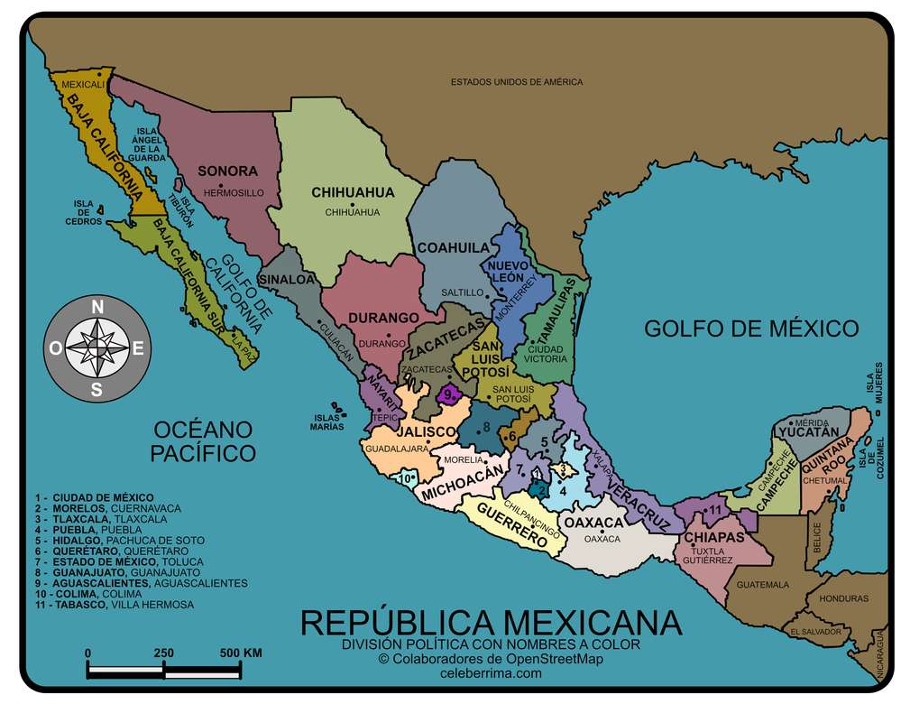 Mapa Republiki Meksykańskiej puzzle online