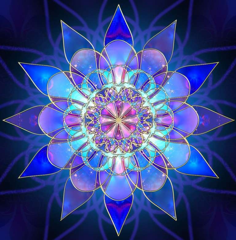 Gwiazda mandali w kolorze niebieskim fioletowym puzzle online