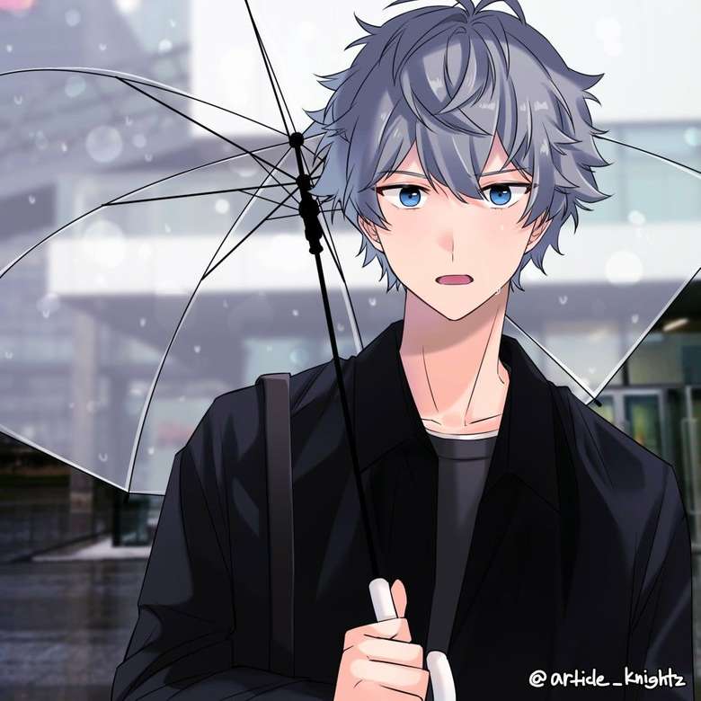 chłopiec anime z parasolem puzzle online