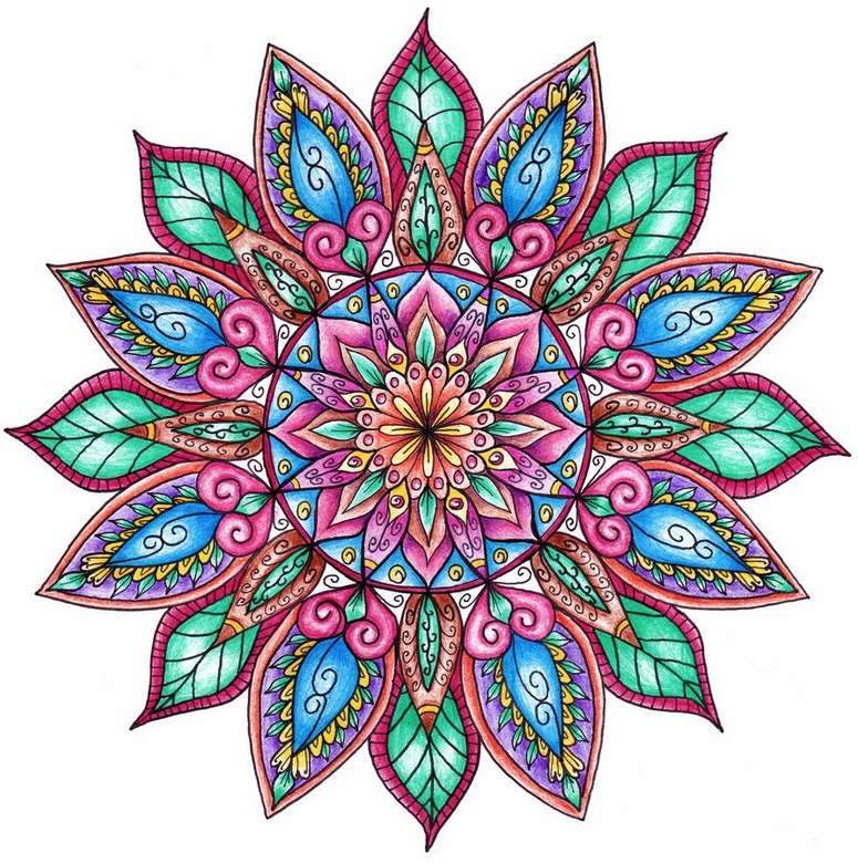 Mandala kolorowa we wszystkich kolorach puzzle online