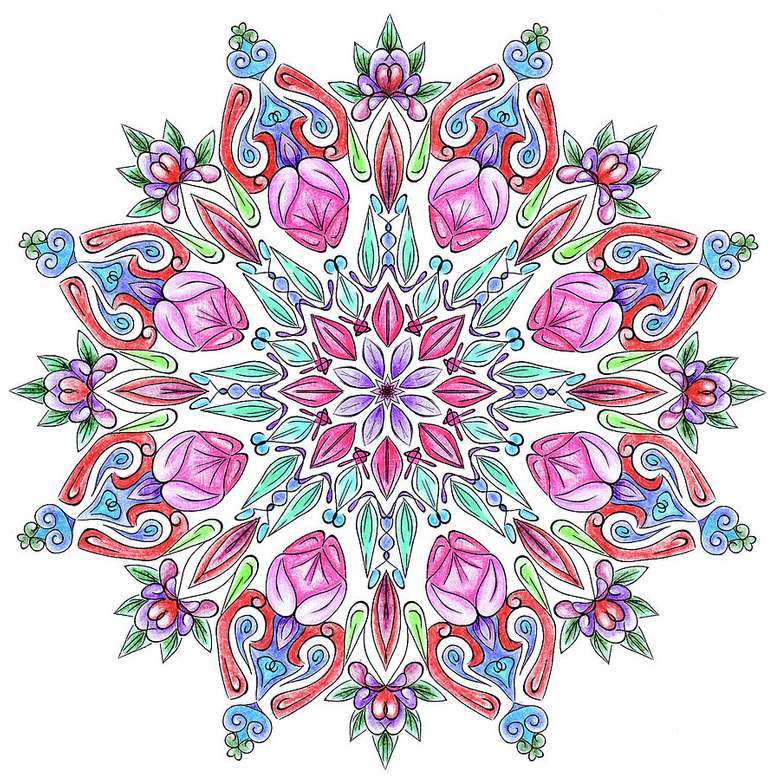 Mandala w kilku kolorach puzzle online