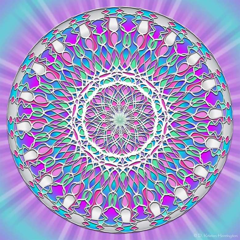 Mandala turkusowy fiolet niebieski puzzle online