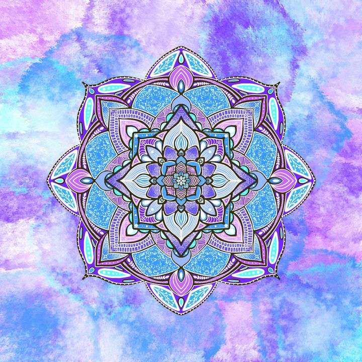 Mandala niebieski fioletowy różowy puzzle online
