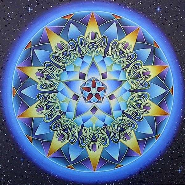 Mandala blau gold Puzzle