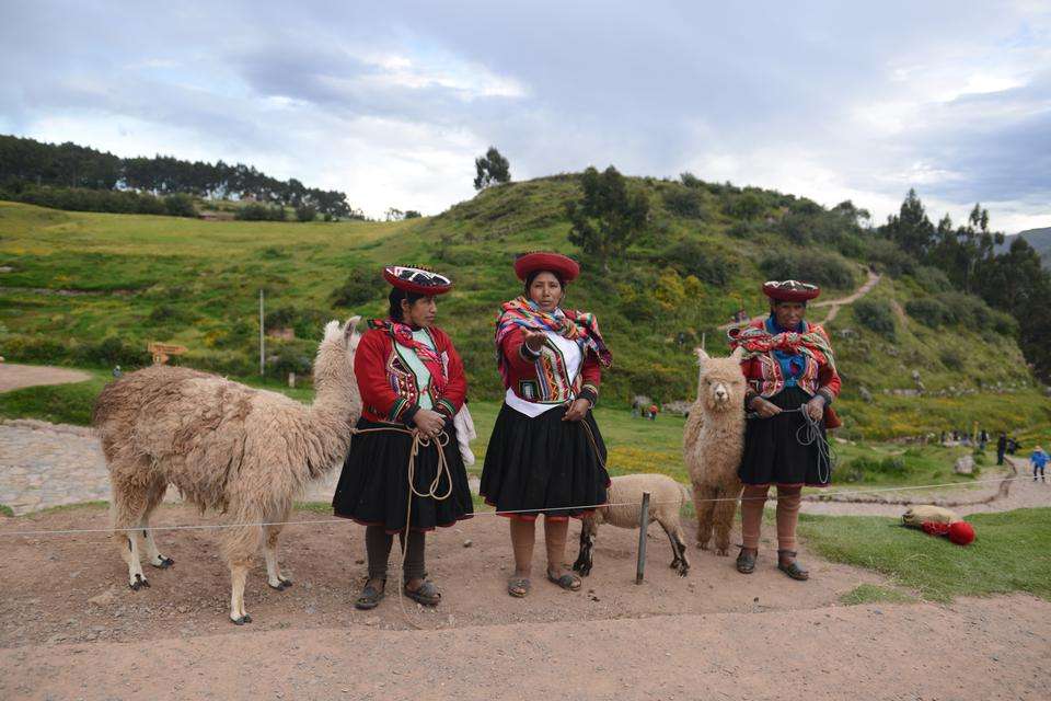 peruwiańska grupa z lamą puzzle online