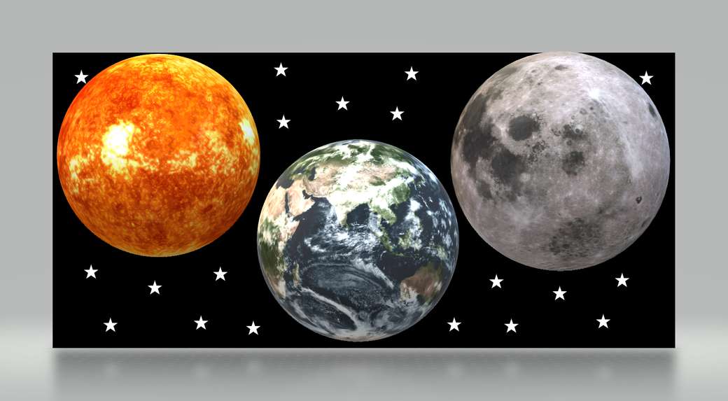planeta ziemia, słońce i księżyc puzzle online