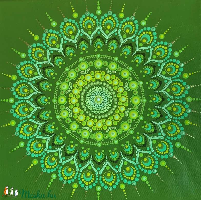 Mandala w odcieniach zieleni puzzle online