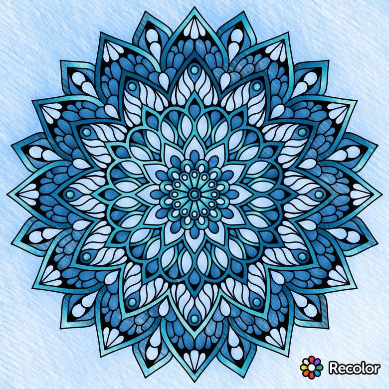 Mandala niebieskie odcienie puzzle online