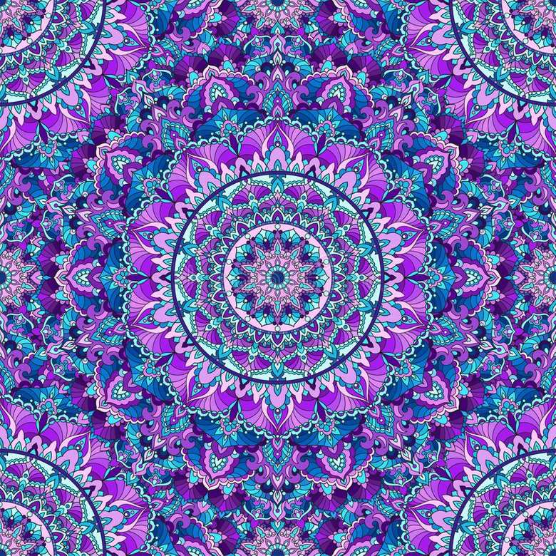 Mandala w kolorze turkusowego fioletu puzzle online