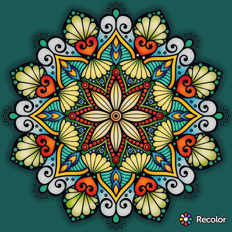Mandala kolorowa w wielu kolorach puzzle online