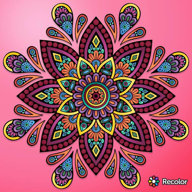 Mandala wielobarwna w różnych kolorach puzzle online